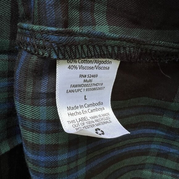Free Assembly Size Large L Blue Green Tartan Plaid Dress V-Neck Mini Faux Wrap - Picture 3 of 6